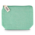 pochette in cotone ecologico riciclato colore verde con zip per kit cortesia