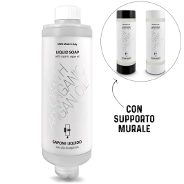 liquid soap in refillable press wash hotel dispenser