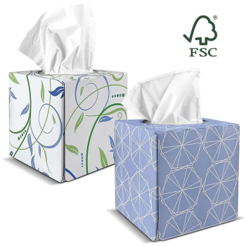 FACIAL TISSUE   3-ply wadding patterned box