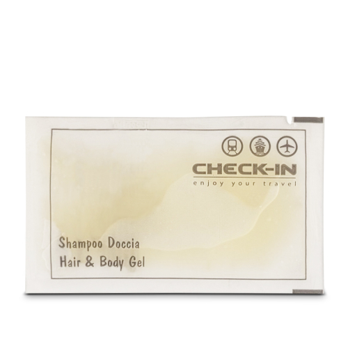 Shampoo doccia in bustina hotel check-in